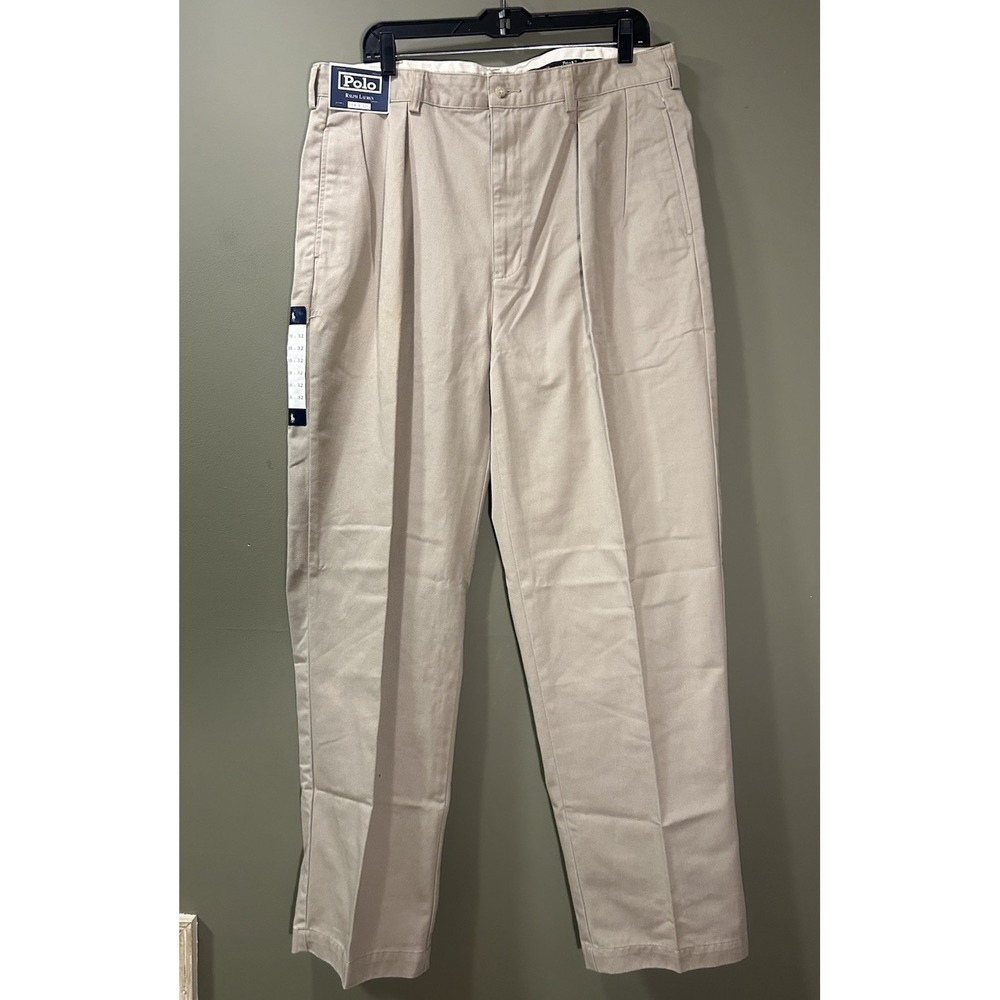 Vtg Polo Ralph Lauren Andrew Chino Pants Mens Sz 38x32 Tan Pleated Old Money NWT